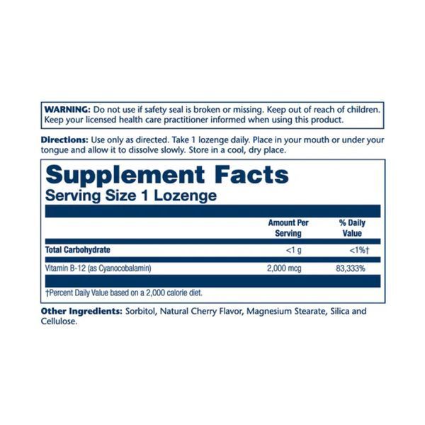 Vitamin B-12 2000mcg - 90 lozenges Natural Cherry 2023-10-2387 фото